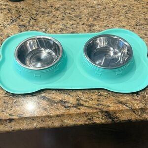 Stainless Steel Pet Bowls with Aqua Mat-Small